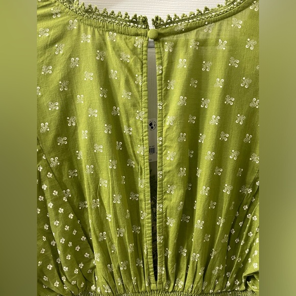 Free People NWT Sweet SW Embroidered Mini Dress in Olive Moss Green BUST 35.5” - Picture 12 of 16